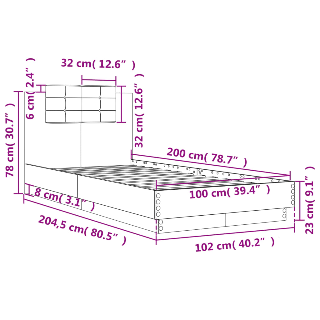 Giroletto Testiera Grigio Sonoma 100x200 cm Legno Multistrato | homemem39