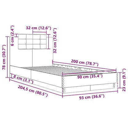 Giroletto Testiera Grigio Cemento 90x200 cm Legno Multistrato | homemem39