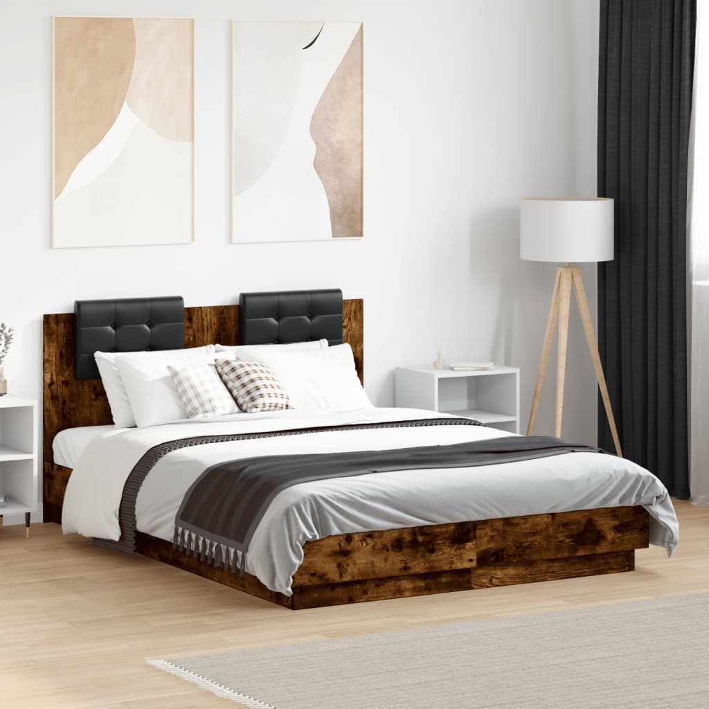 Giroletto con Testiera Rovere Fumo 120x190 cm Legno Multistrato | homemem39