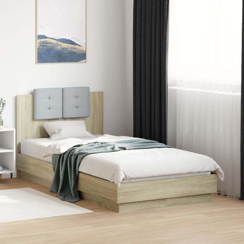 Giroletto con Testiera Rovere Sonoma 90x190cm Legno Multistrato | homemem39