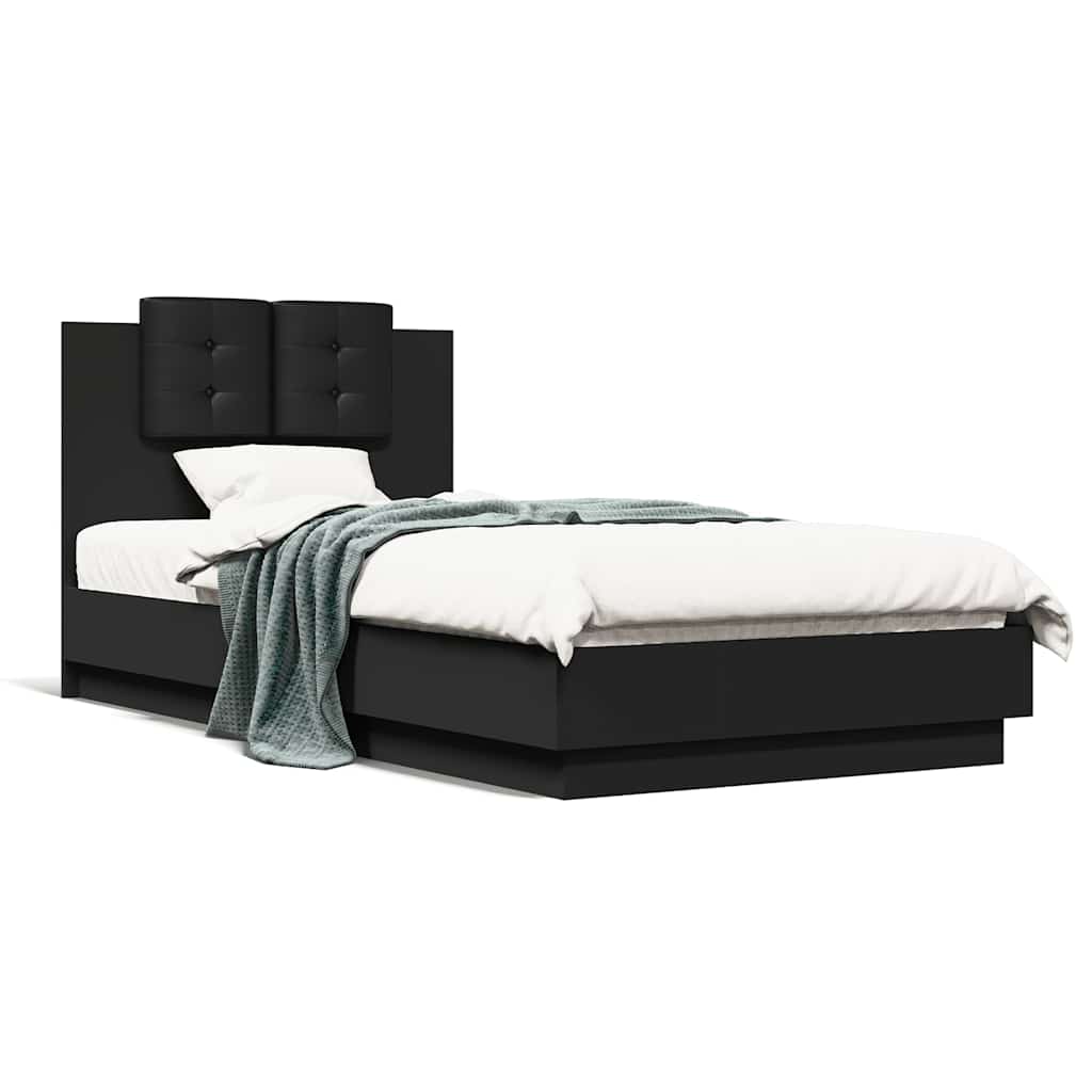 Giroletto con Testiera Nero 75x190 cm in Legno Multistrato | homemem39