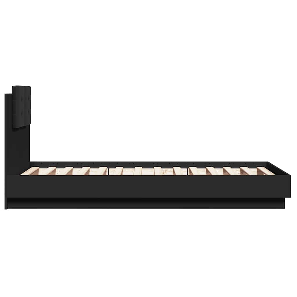Giroletto con Testiera Nero 75x190 cm in Legno Multistrato | homemem39