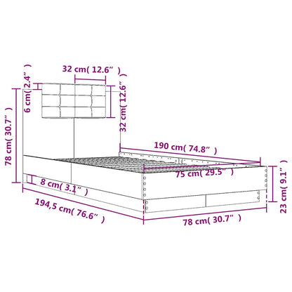 Giroletto con Testiera Nero 75x190 cm in Legno Multistrato | homemem39