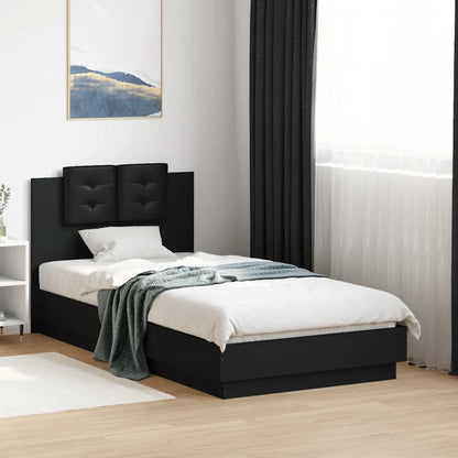 Giroletto con Testiera Nero 75x190 cm in Legno Multistrato | homemem39