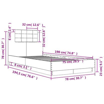 Giroletto con Testiera Grigio Sonoma 75x190cm Legno Multistrato | homemem39