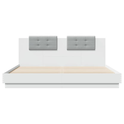 Giroletto con Testiera e LED Bianco 200x200 cm | homemem39