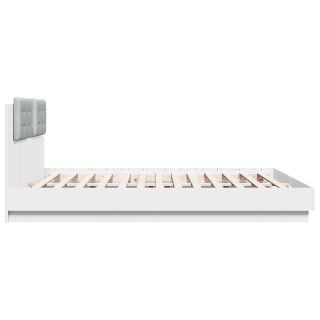 Giroletto con Testiera e LED Bianco 200x200 cm | homemem39