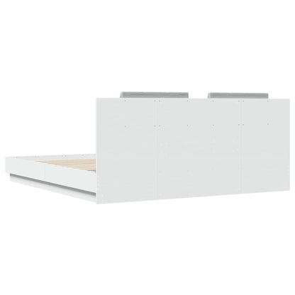 Giroletto con Testiera e LED Bianco 200x200 cm | homemem39