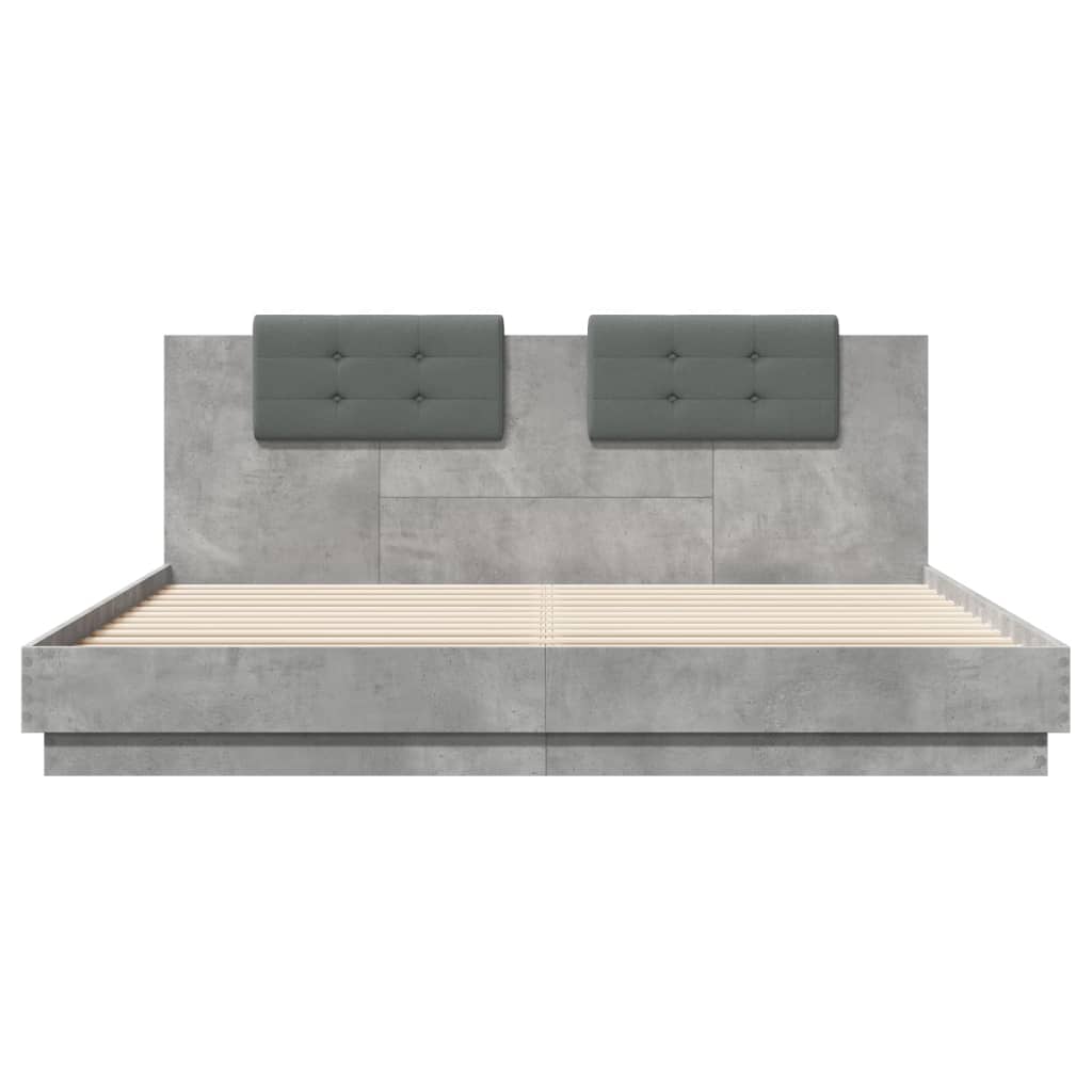Giroletto con Testiera e LED Grigio Cemento 200x200 cm | homemem39