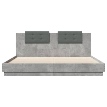 Giroletto con Testiera e LED Grigio Cemento 200x200 cm | homemem39