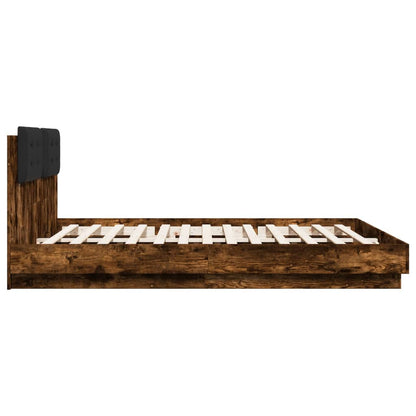 Giroletto con Testiera e LED Rovere Fumo 200x200 cm | homemem39