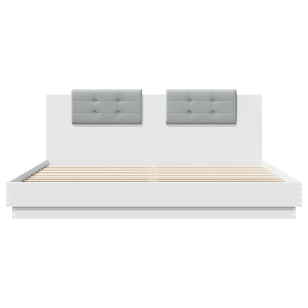 Giroletto con Testiera e LED Bianco 160x200 cm | homemem39