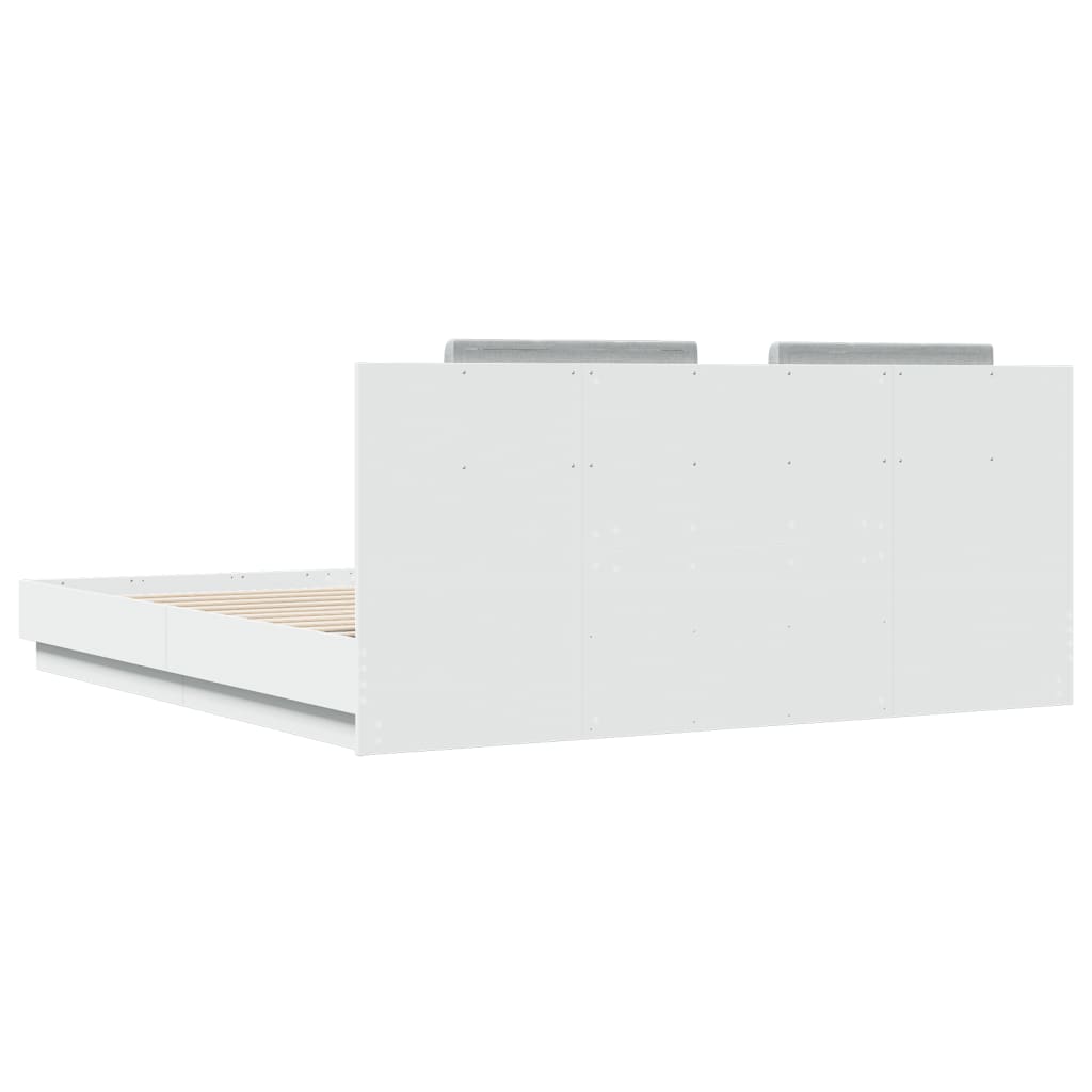 Giroletto con Testiera e LED Bianco 160x200 cm | homemem39