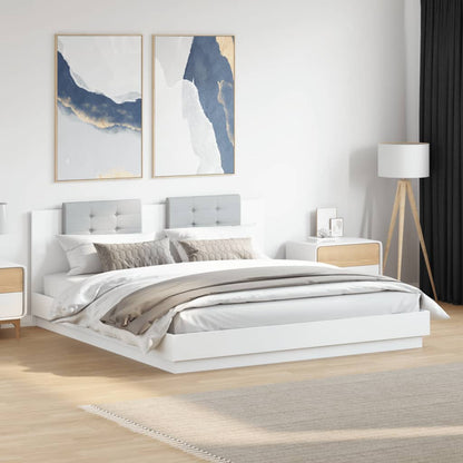 Giroletto con Testiera e LED Bianco 160x200 cm | homemem39