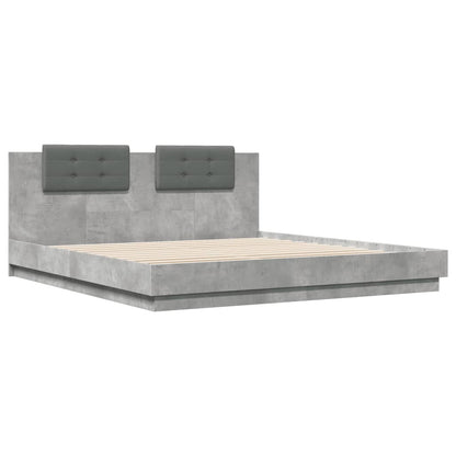 Giroletto con Testiera e LED Grigio Cemento 160x200 cm | homemem39