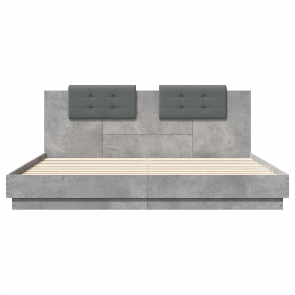 Giroletto con Testiera e LED Grigio Cemento 160x200 cm | homemem39