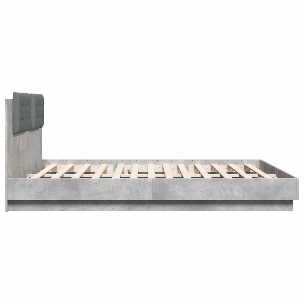 Giroletto con Testiera e LED Grigio Cemento 160x200 cm | homemem39