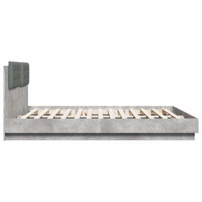 Giroletto con Testiera e LED Grigio Cemento 160x200 cm | homemem39