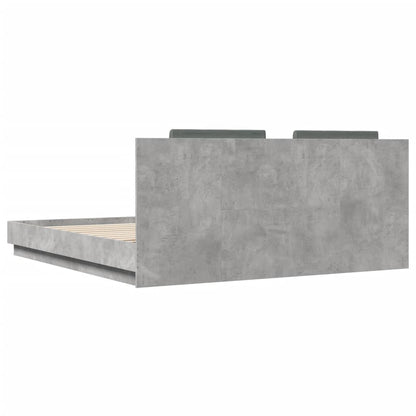 Giroletto con Testiera e LED Grigio Cemento 160x200 cm | homemem39