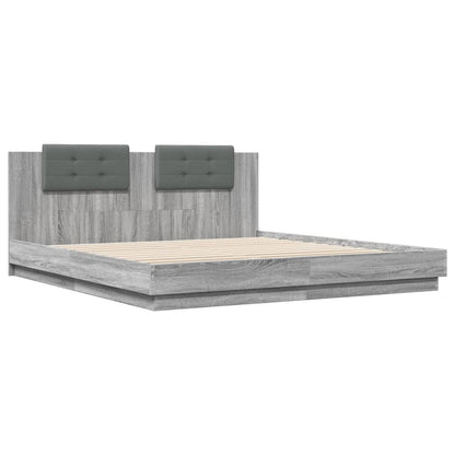 Giroletto con Testiera e LED Grigio Sonoma 160x200 cm | homemem39