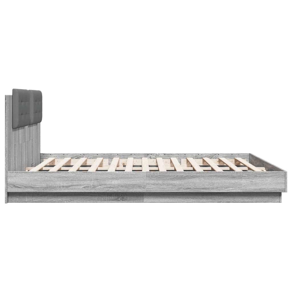 Giroletto con Testiera e LED Grigio Sonoma 160x200 cm | homemem39