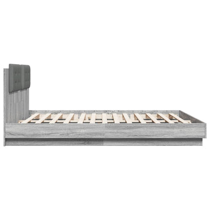 Giroletto con Testiera e LED Grigio Sonoma 160x200 cm | homemem39