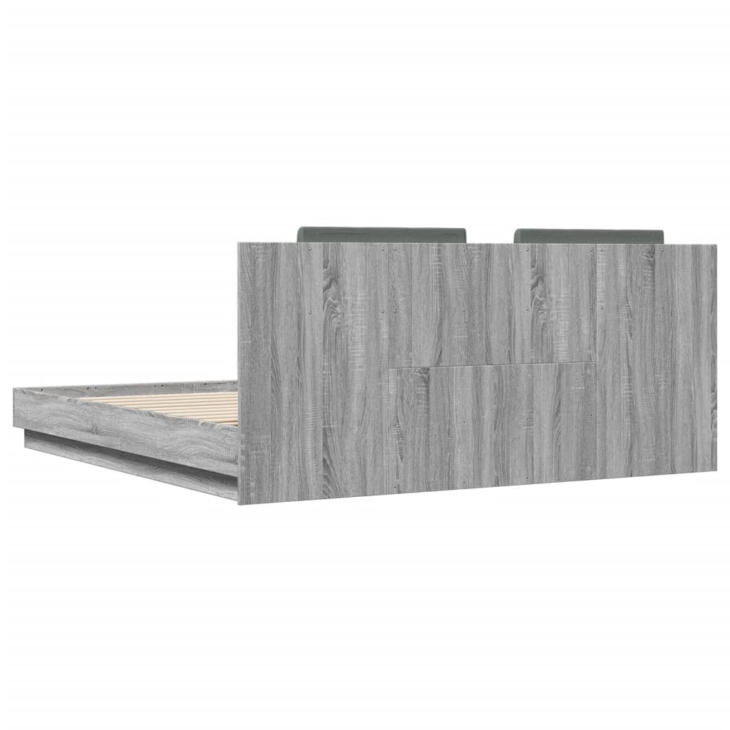 Giroletto con Testiera e LED Grigio Sonoma 160x200 cm | homemem39