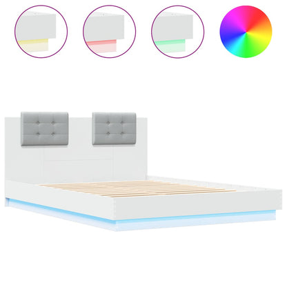 Giroletto con Testiera e LED Bianco 150x200 cm | homemem39