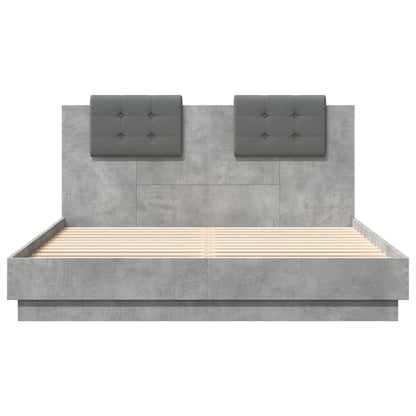 Giroletto con Testiera e LED Grigio Cemento 150x200 cm | homemem39