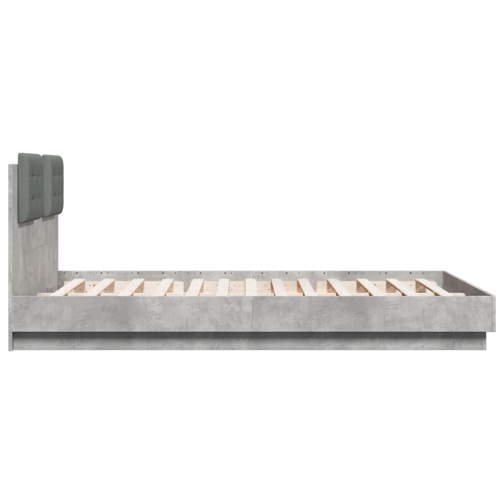 Giroletto con Testiera e LED Grigio Cemento 150x200 cm | homemem39