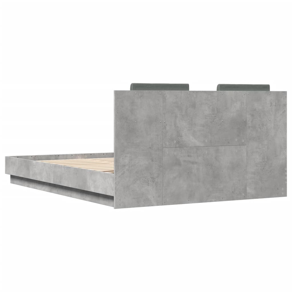 Giroletto con Testiera e LED Grigio Cemento 150x200 cm | homemem39