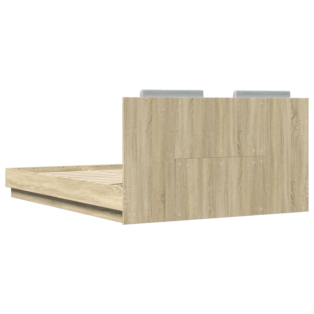 Giroletto con Testiera e LED Rovere Sonoma 140x200 cm | homemem39
