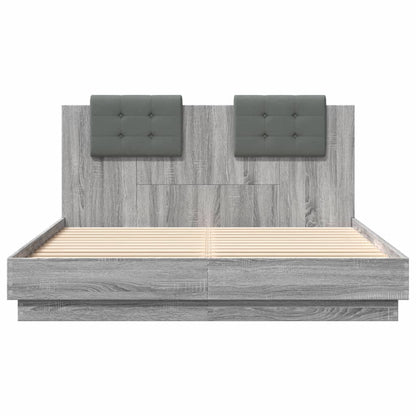 Giroletto con Testiera e LED Grigio Sonoma 120x200 cm | homemem39