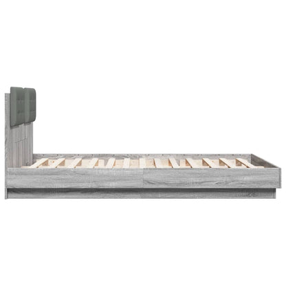 Giroletto con Testiera e LED Grigio Sonoma 120x200 cm | homemem39
