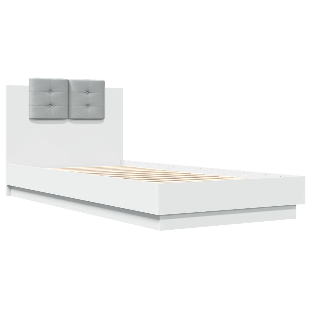 Giroletto con Testiera e LED Bianco 100x200 cm | homemem39