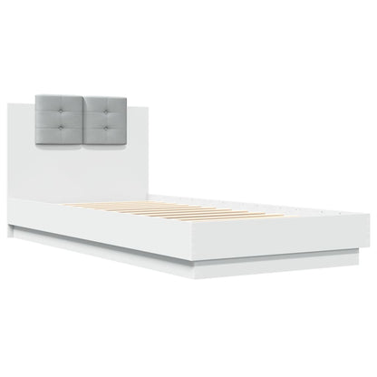 Giroletto con Testiera e LED Bianco 100x200 cm | homemem39