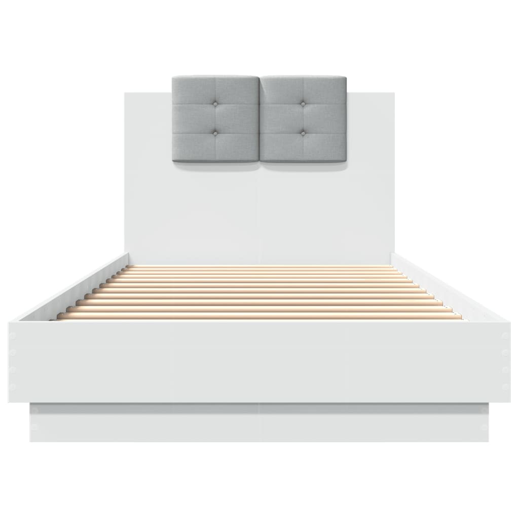 Giroletto con Testiera e LED Bianco 100x200 cm | homemem39