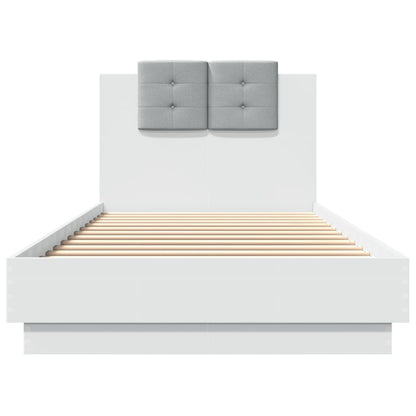 Giroletto con Testiera e LED Bianco 100x200 cm | homemem39