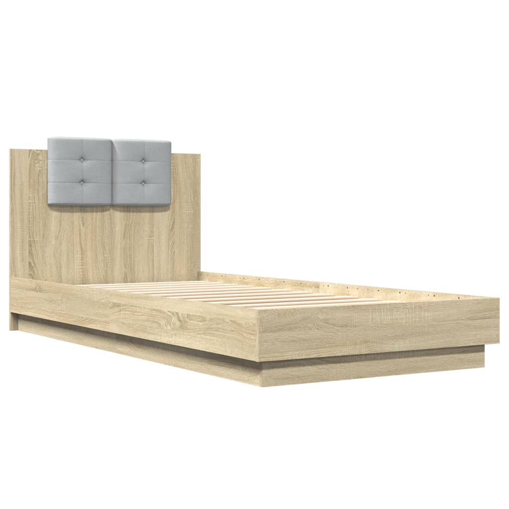 Giroletto con Testiera e LED Rovere Sonoma 100x200 cm | homemem39