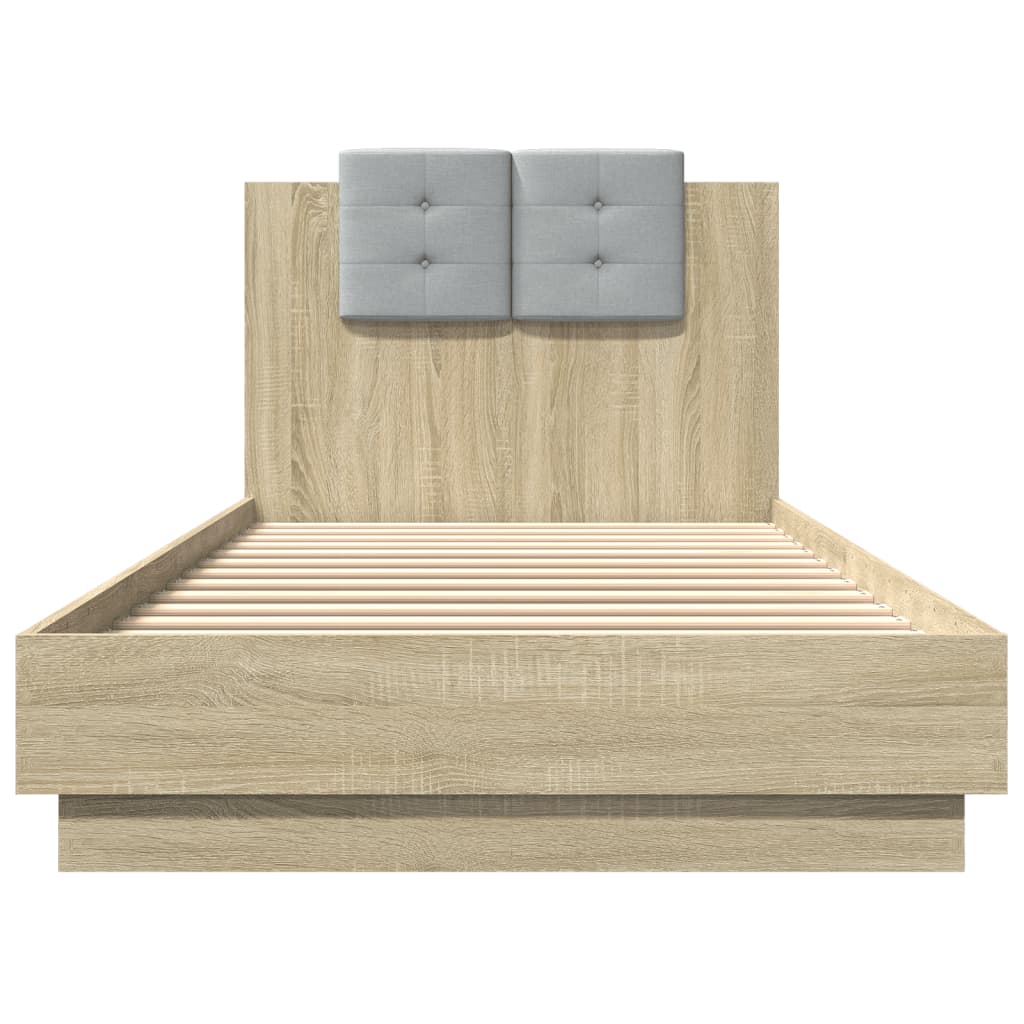 Giroletto con Testiera e LED Rovere Sonoma 100x200 cm | homemem39