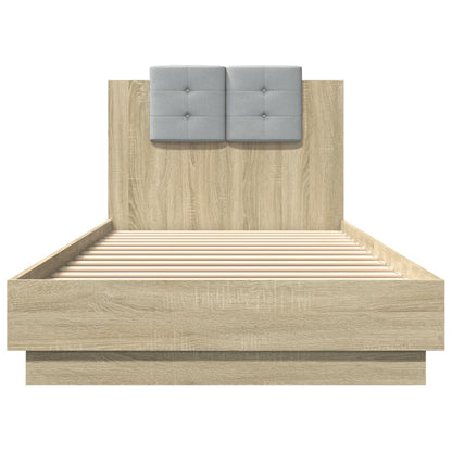 Giroletto con Testiera e LED Rovere Sonoma 100x200 cm | homemem39