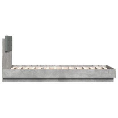 Giroletto con Testiera e LED Grigio Cemento 100x200 cm | homemem39