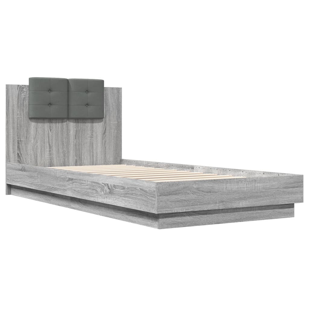 Giroletto con Testiera e LED Grigio Sonoma 100x200 cm | homemem39
