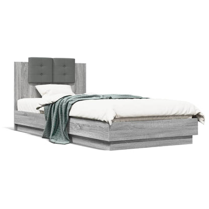 Giroletto con Testiera e LED Grigio Sonoma 100x200 cm | homemem39