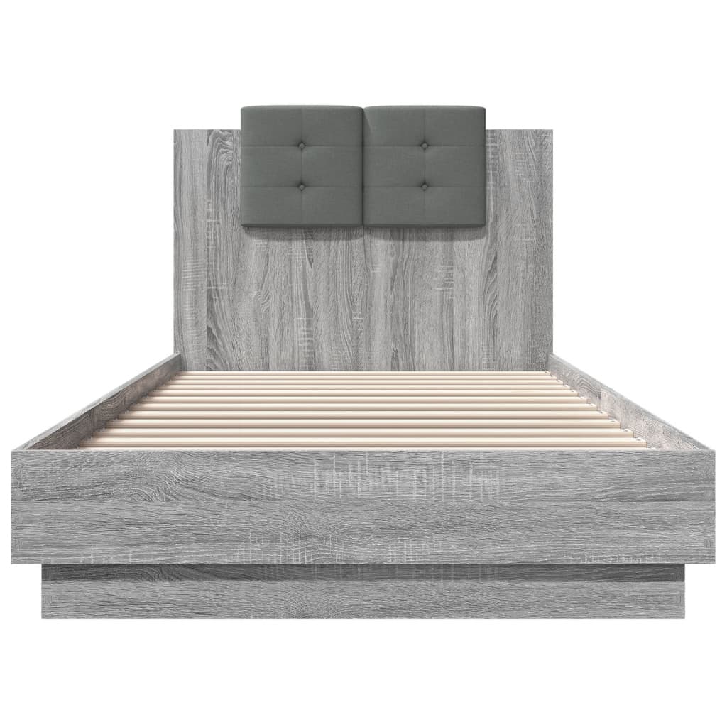 Giroletto con Testiera e LED Grigio Sonoma 100x200 cm | homemem39