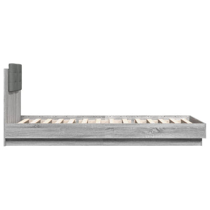 Giroletto con Testiera e LED Grigio Sonoma 100x200 cm | homemem39