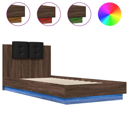 Giroletto con Testiera e LED Rovere Marrone 100x200 cm | homemem39
