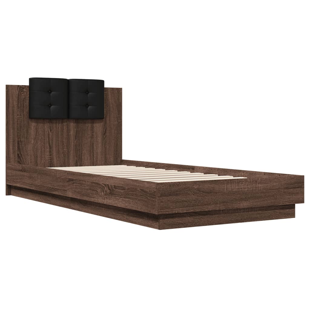 Giroletto con Testiera e LED Rovere Marrone 100x200 cm | homemem39