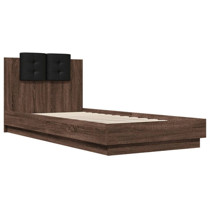 Giroletto con Testiera e LED Rovere Marrone 100x200 cm | homemem39