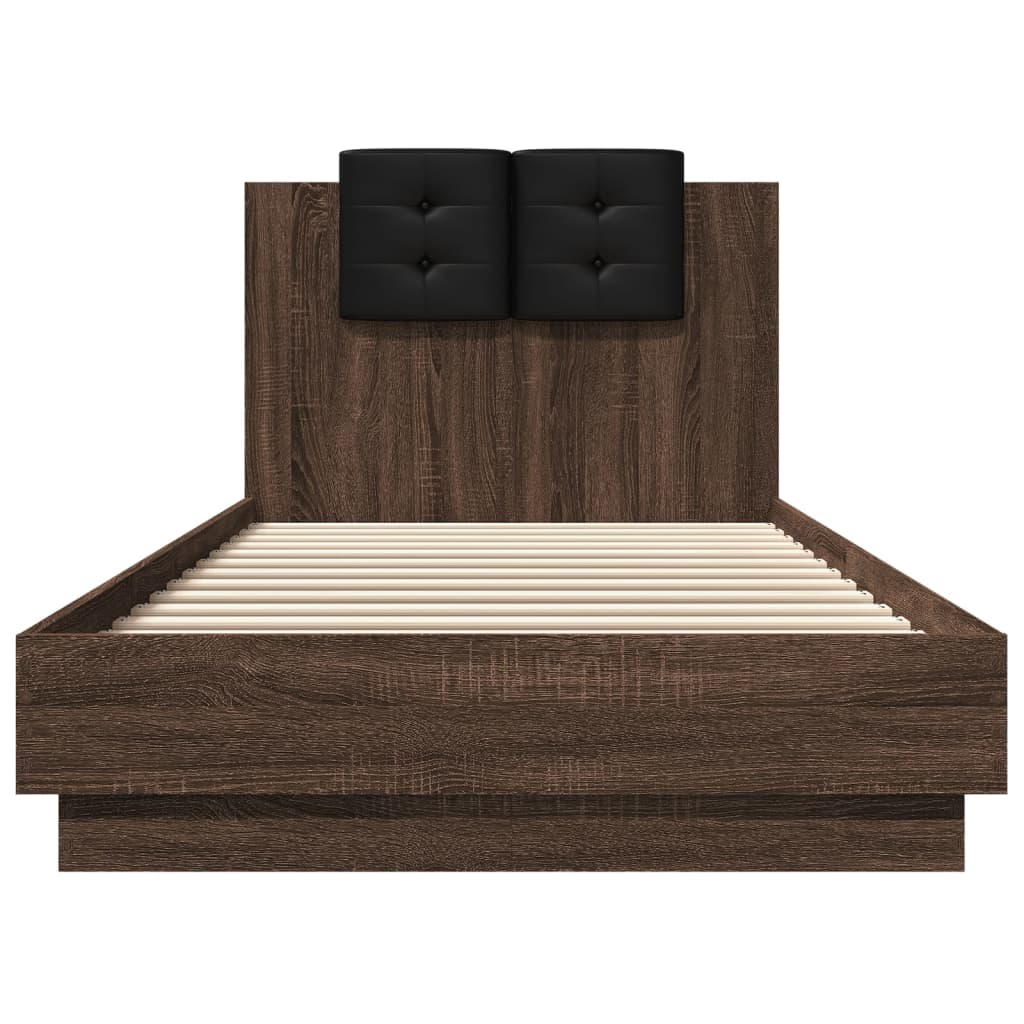 Giroletto con Testiera e LED Rovere Marrone 100x200 cm | homemem39